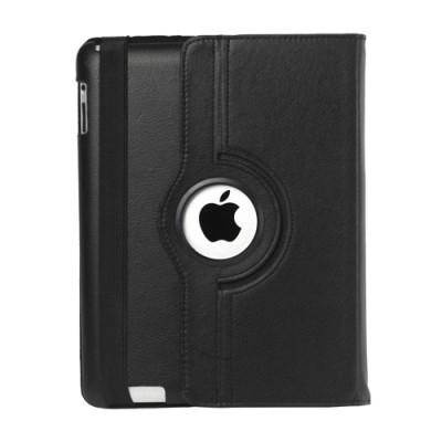 Apple iPad 2, 3, 4 atverčiamas, sukiojamas 360 laipsnių, juodas odinis dėklas - stovas / Priedai.lt