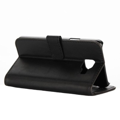 Samsung A3 2017 (A320) atverčiamas juodas odinis retro dėklas - piniginė | Priedai.lt