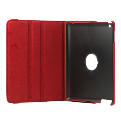 Apple iPad 2, 3, 4 atverčiamas, sukiojamas 360 laipsnių, raudonas odinis dėklas - stovas / Priedai.lt