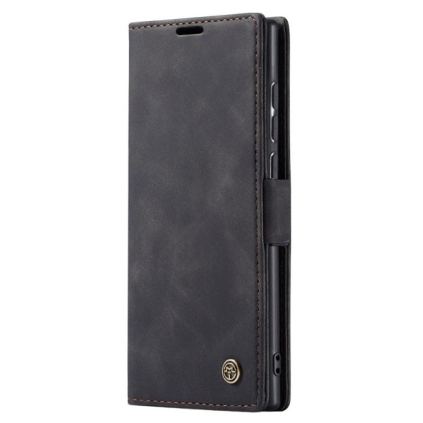 „CaseMe“ Retro solīds atvēramais ādas maciņš - melns (Galaxy Note10 Lite)