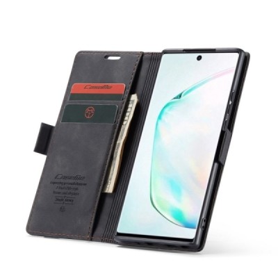 Samsung Galaxy Note10 Lite (N770F) CaseMe Retro solīds atvēramais ādas melns maciņš - maks | Vacins.lv