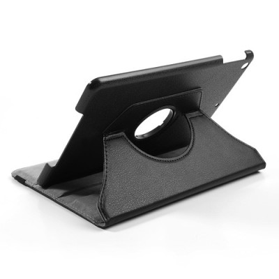 Apple iPad Air atverčiamas, sukamas 360 laipsnių, juodas odinis dėklas - stovas / Priedai.lt