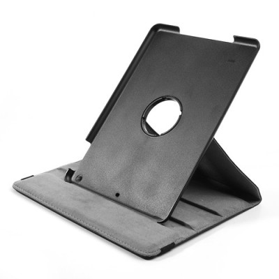 Apple iPad Air atverčiamas, sukamas 360 laipsnių, juodas odinis dėklas - stovas / Priedai.lt