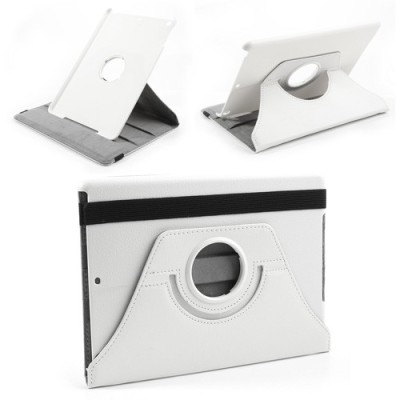Apple iPad Air atverčiamas, sukamas 360 laipsnių, baltas odinis dėklas - stovas / Priedai.lt