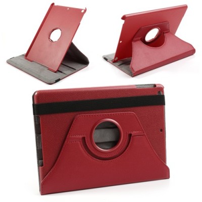 Apple iPad Air atverčiamas, sukamas 360 laipsnių, raudonas odinis dėklas - stovas / Priedai.lt
