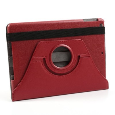 Apple iPad Air atverčiamas, sukamas 360 laipsnių, raudonas odinis dėklas - stovas / Priedai.lt