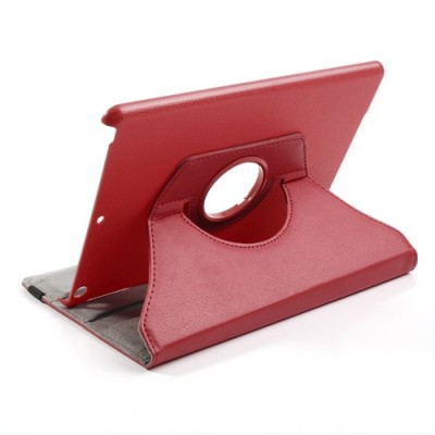 Apple iPad Air atverčiamas, sukamas 360 laipsnių, raudonas odinis dėklas - stovas / Priedai.lt