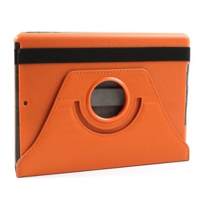 Apple iPad Air atverčiamas, sukamas 360 laipsnių, oranžinis odinis dėklas - stovas / Priedai.lt