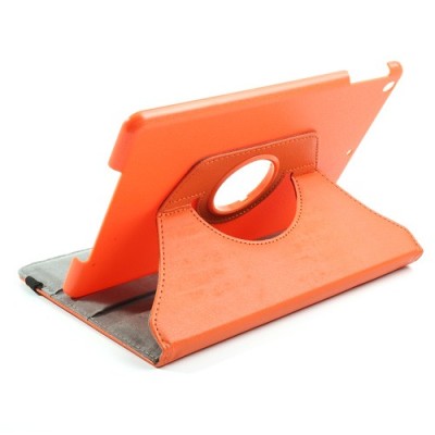 Apple iPad Air atverčiamas, sukamas 360 laipsnių, oranžinis odinis dėklas - stovas / Priedai.lt