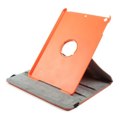Apple iPad Air atverčiamas, sukamas 360 laipsnių, oranžinis odinis dėklas - stovas / Priedai.lt