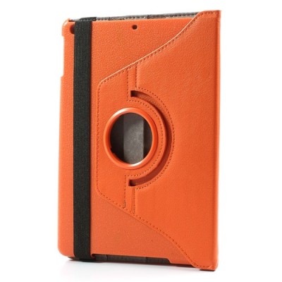 Apple iPad Air atverčiamas, sukamas 360 laipsnių, oranžinis odinis dėklas - stovas / Priedai.lt