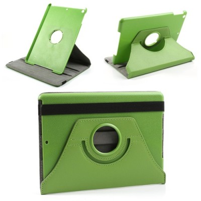 Apple iPad Air atverčiamas, sukamas 360 laipsnių, žalias odinis dėklas - stovas / Priedai.lt