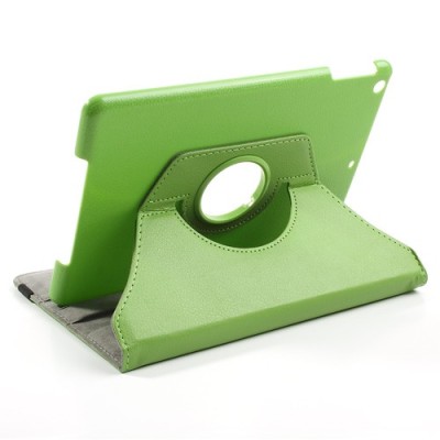 Apple iPad Air atverčiamas, sukamas 360 laipsnių, žalias odinis dėklas - stovas / Priedai.lt