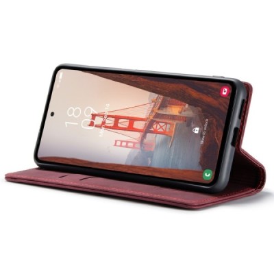 Samsung Galaxy S23 FE (Fan Edition) CaseMe Retro solīds atvēramais ādas bordo maciņš - maks | Vacins.lv