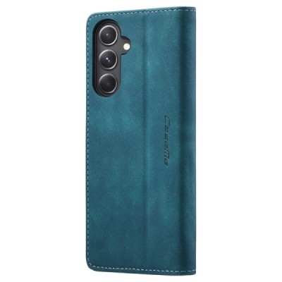 Samsung Galaxy S23 FE (Fan Edition) CaseMe Retro solīds atvēramais ādas zaļš maciņš - maks | Vacins.lv