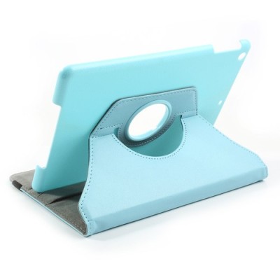 Apple iPad Air atverčiamas, sukamas 360 laipsnių, šviesiai mėlynas odinis dėklas - stovas / Priedai.lt