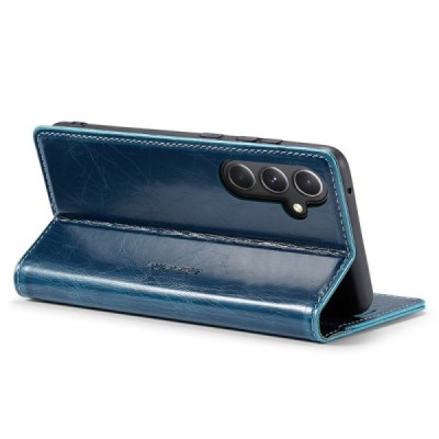 Samsung Galaxy S23 FE (Fan Edition) „CaseMe“ Leather solīds atvēramais ādas zils maciņš - maks | Vacins.lv