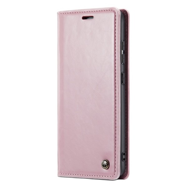 „CaseMe“ Leather solīds atvēramais ādas maciņš - rozs (Galaxy S23 FE)