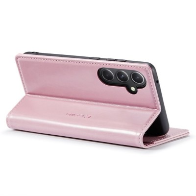 Samsung Galaxy S23 FE (Fan Edition) „CaseMe“ Leather solīds atvēramais ādas rozs maciņš - maks | Vacins.lv