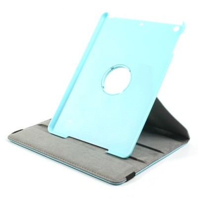 Apple iPad Air atverčiamas, sukamas 360 laipsnių, šviesiai mėlynas odinis dėklas - stovas / Priedai.lt