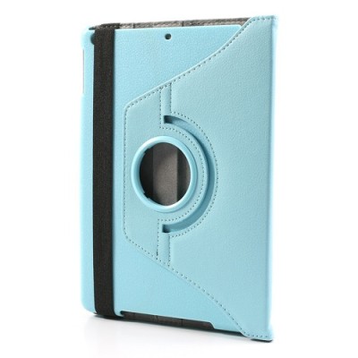 Apple iPad Air atverčiamas, sukamas 360 laipsnių, šviesiai mėlynas odinis dėklas - stovas / Priedai.lt