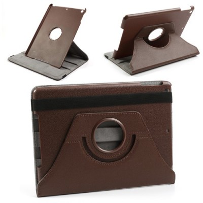 Apple iPad Air atverčiamas, sukamas 360 laipsnių, rudas odinis dėklas - stovas / Priedai.lt