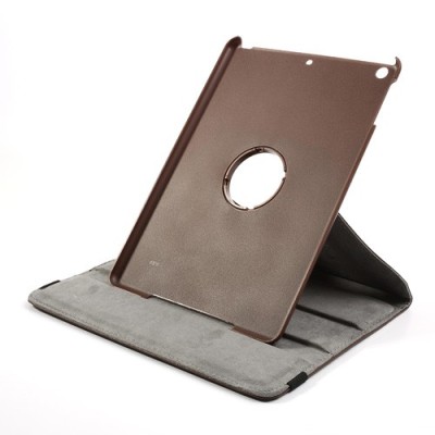 Apple iPad Air atverčiamas, sukamas 360 laipsnių, rudas odinis dėklas - stovas / Priedai.lt