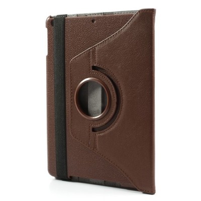 Apple iPad Air atverčiamas, sukamas 360 laipsnių, rudas odinis dėklas - stovas / Priedai.lt