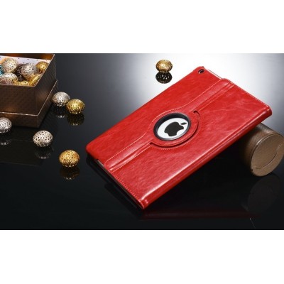 Apple iPad Air solidus atverčiamas raudonas odinis dėklas (360°) - stovas / Priedai.lt