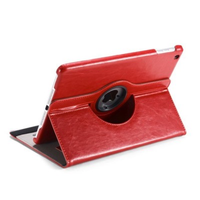 Apple iPad Air solidus atverčiamas raudonas odinis dėklas (360°) - stovas / Priedai.lt