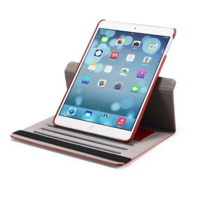 Apple iPad Air solidus atverčiamas raudonas odinis dėklas (360°) - stovas / Priedai.lt