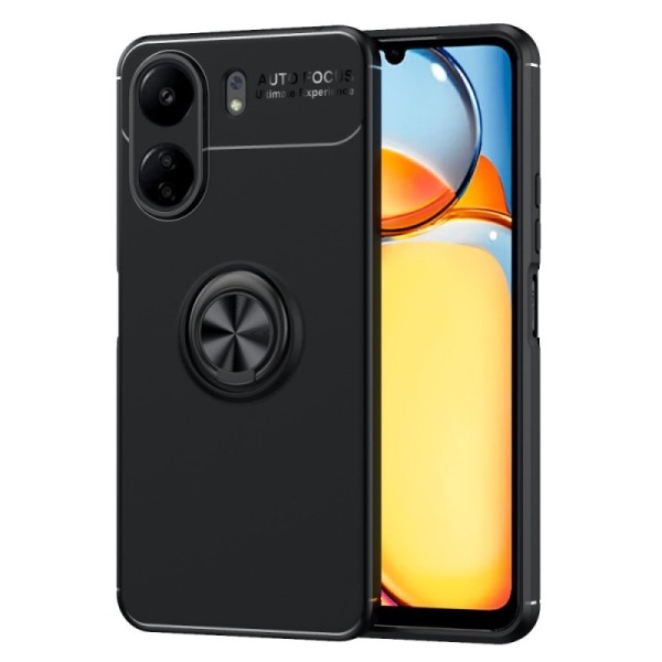 „FOCUS“ Kickstand cieta silikona (TPU) apvalks - melns (Redmi 13C / Poco C65)