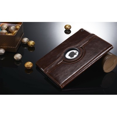 Apple iPad Air solidus atverčiamas rudas odinis dėklas (360°) - stovas / Priedai.lt