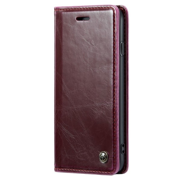 „CaseMe“ Leather solidus atverčiamas dėklas - bordo (iPhone 6 Plus / 6s Plus / 7 Plus / 8 Plus)