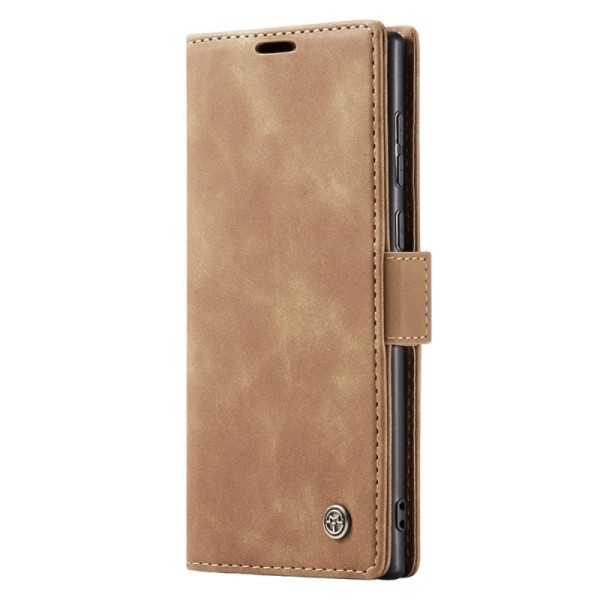 „CaseMe“ Retro solīds atvēramais ādas maciņš - gaiši brūns (Galaxy S24 Ultra)