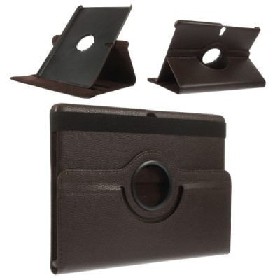 Samsung Galaxy Tab S 10.5 atverčiamas, sukamas 360 laipsnių, rudas odinis dėklas - stovas / Priedai.lt