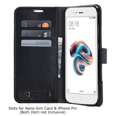 Xiaomi Mi A1 (Mi 5X) „Muxma“ atvēramais ādas pelēks maciņš (maks) | Vacins.lv