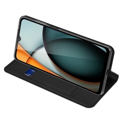 Xiaomi Redmi A3 (Poco C61) „Dux Ducis“ Skin sērijas melns ādas atvērams maciņš | Vacins.lv