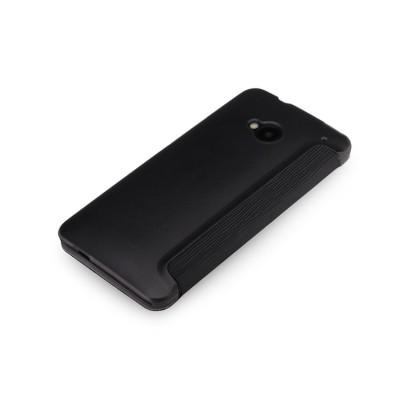 HTC One M7 Rock Elegant atvēramais melns futrālis / Vacins.lv