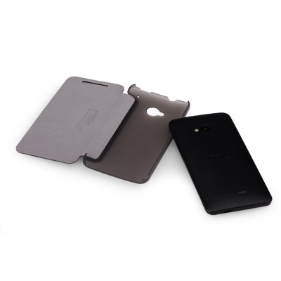 HTC One M7 Rock Elegant atvēramais melns futrālis / Vacins.lv