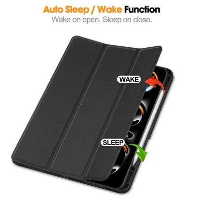 Apple iPad Pro 13 (2025) / 13 (2024) atvēramais melns maciņš - maks ar vietu, kur ielikt stylus | Vacins.lv