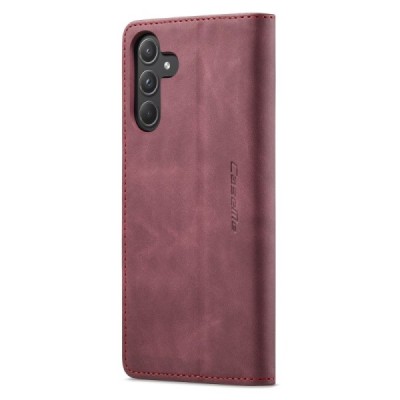 Samsung Galaxy A55 5G (SM-A556) CaseMe Retro solīds atvēramais ādas bordo maciņš - maks | Vacins.lv