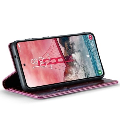 Samsung Galaxy A55 5G (SM-A556) CaseMe Leather solīds atvēramais ādas bordo maciņš - maks | Vacins.lv