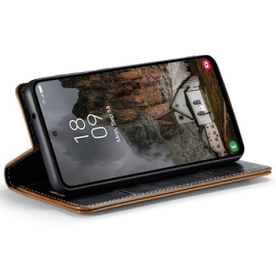 Samsung Galaxy A55 5G (SM-A556) CaseMe Leather solīds atvēramais ādas brūns maciņš - maks | Vacins.lv