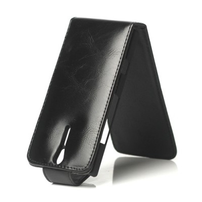 Sony Xperia S klasikinis vertikaliai atverčiamas juodas odinis dėklas / Priedai.lt