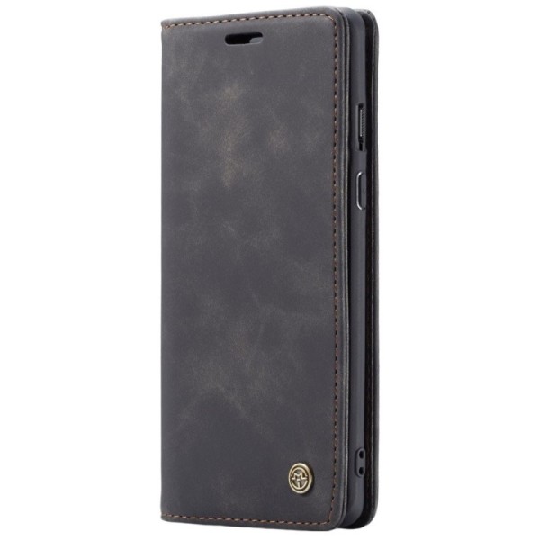 „CaseMe“ Retro solīds atvēramais ādas maciņš - melns (OnePlus 8 Pro)