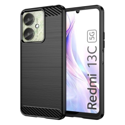Xiaomi Redmi 13C / Poco C65 "Carbon" cieta silikona (TPU) melns apvalks | Vacins.lv