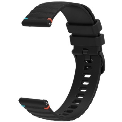Wave išmaniojo laikrodžio (Samsung Galaxy Watch3, Gear, Watch GT) kieto silikono (TPU) juoda apyrankė | Priedai.lt