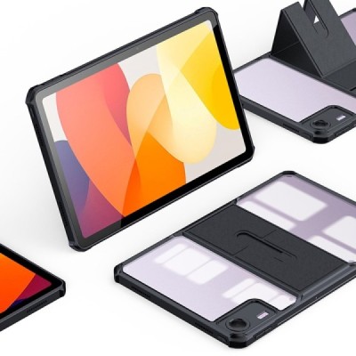 Xiaomi Redmi Pad SE 11" „XUNDD“ Kickstand dzidrs apmales melnā krāsā cieta silikona (TPU) akrils apvalks | Vacins.lv