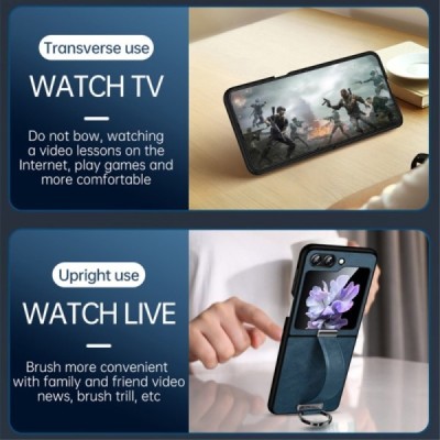 „Sulada“ Leather Kickstand Samsung Galaxy Flip7 FE / Flip6 melns ādas apvalks | Vacins.lv